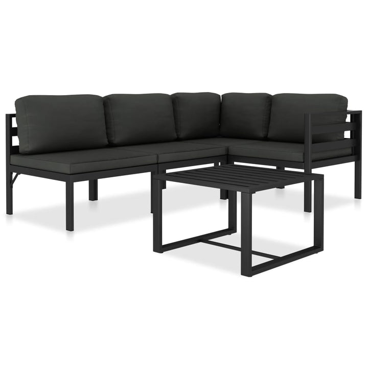 Loungegrupp För Trädgården 5 Delar Med Dynor Aluminium Antracit