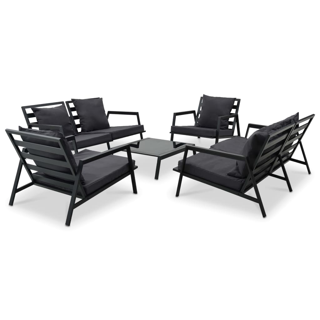 Loungegrupp För Trädgården Med Dynor 5 Delar Aluminium Mörkgrå