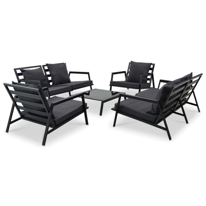 Loungegrupp För Trädgården Med Dynor 5 Delar Aluminium Mörkgrå