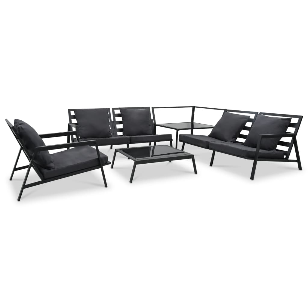 Loungegrupp För Trädgården Med Dynor 5 Delar Aluminium Mörkgrå