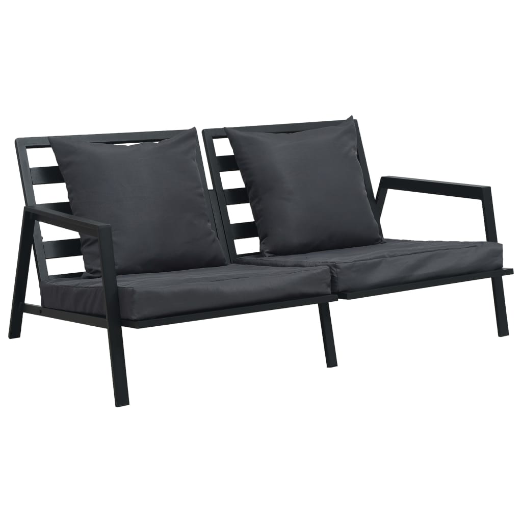 Loungegrupp För Trädgården Med Dynor 5 Delar Aluminium Mörkgrå
