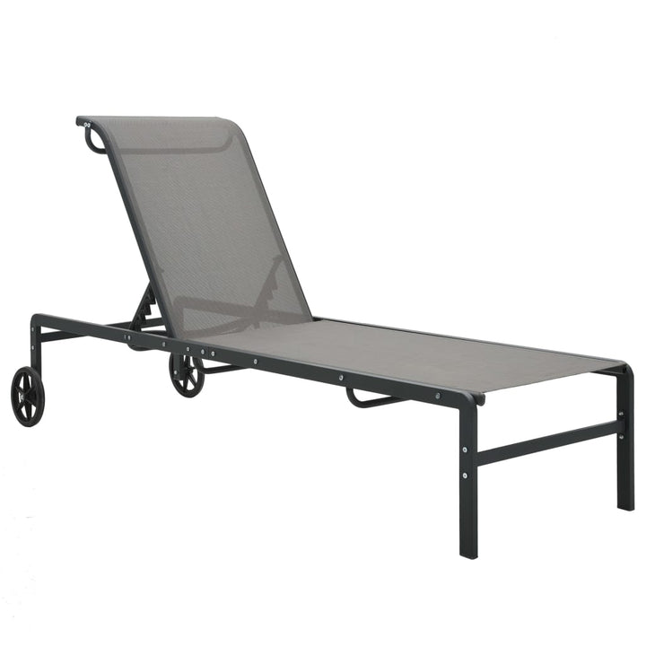 Solsängar 2 St Med Bord Textilene Och Stål