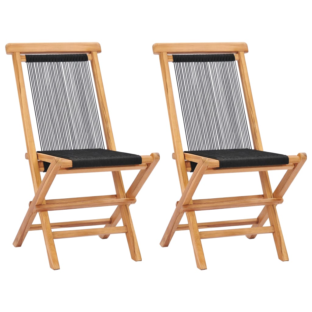 Hopfällbara Trädgårdsstolar 2 St Massiv Teak Och Rep