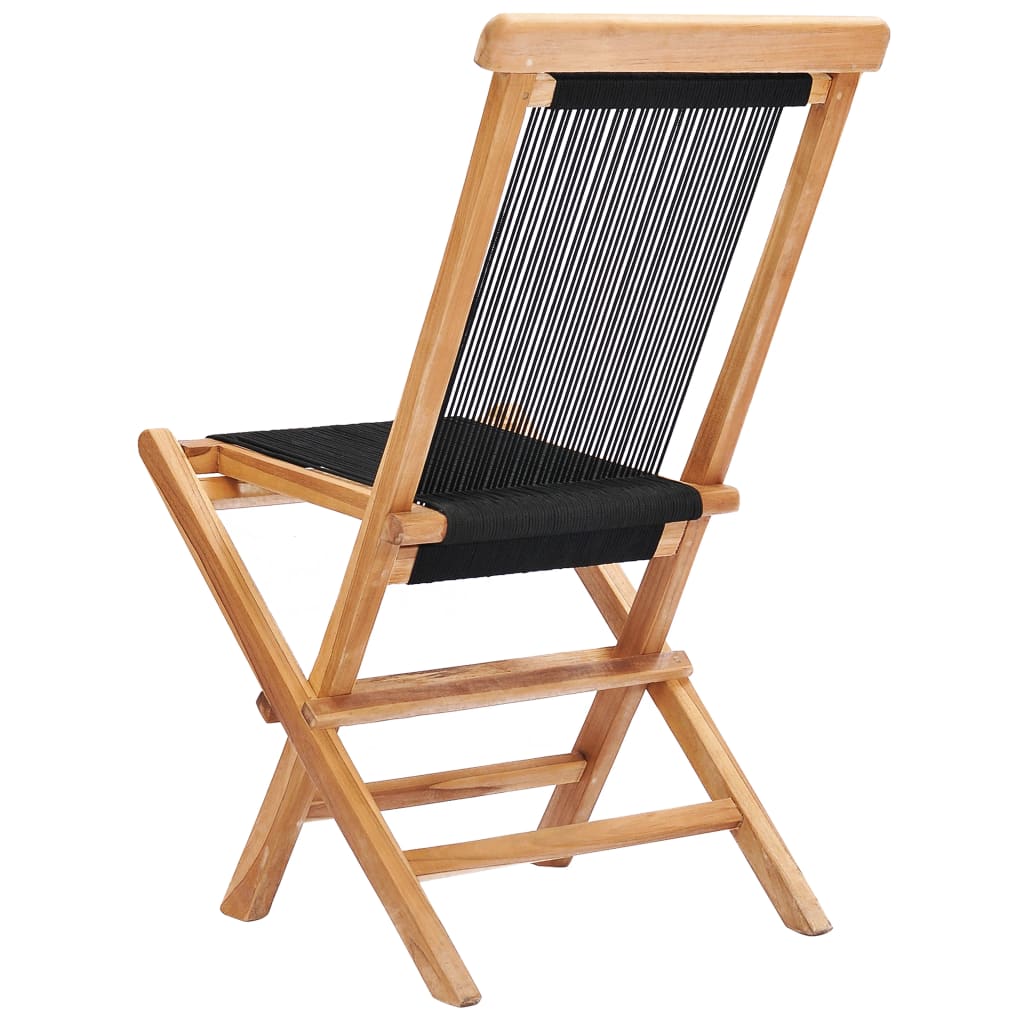 Hopfällbara Trädgårdsstolar 2 St Massiv Teak Och Rep
