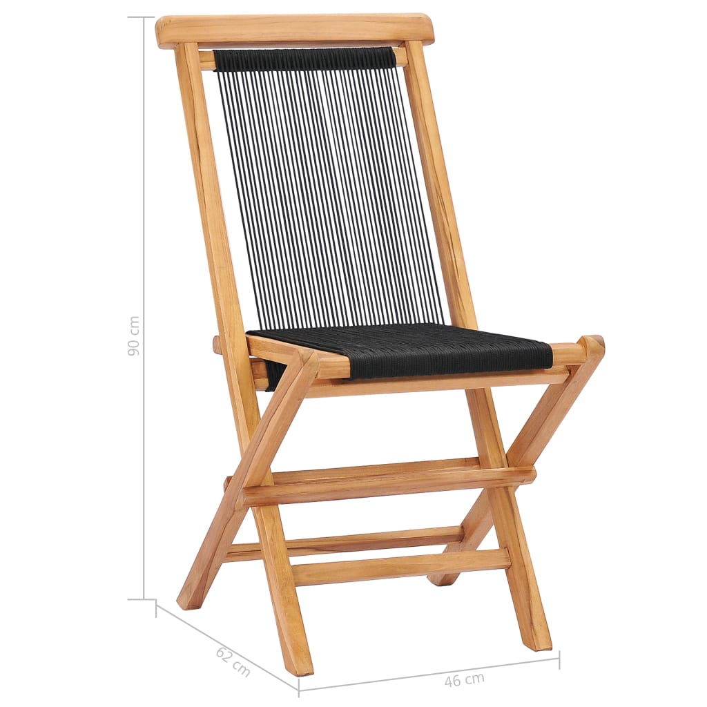 Hopfällbara Trädgårdsstolar 2 St Massiv Teak Och Rep