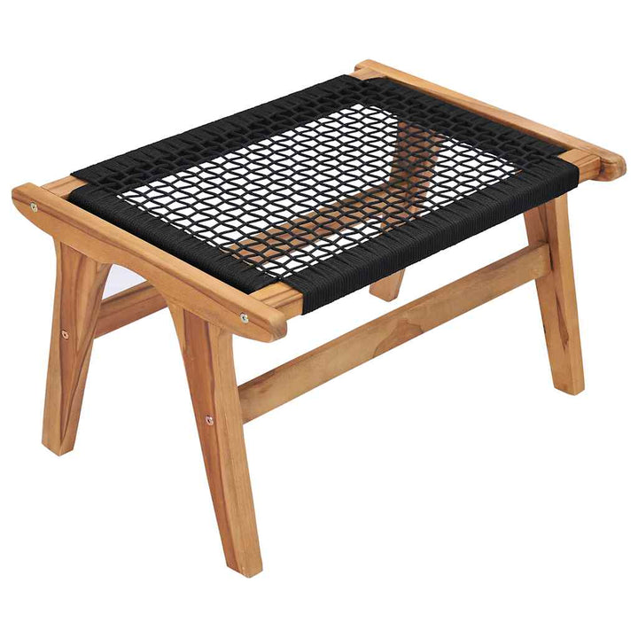 Trädgårdsstol Med Fotpall Massiv Teak Och Rep