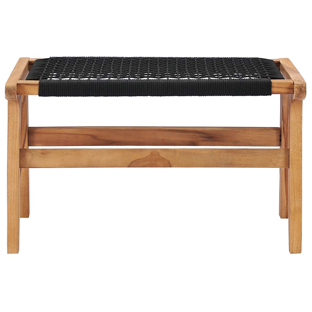 Trädgårdsstol Med Fotpall Massiv Teak Och Rep