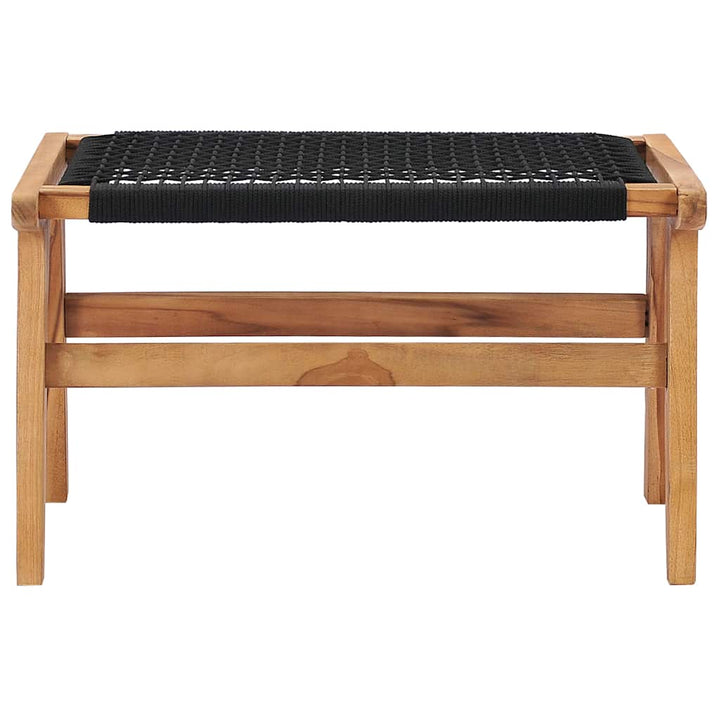 Trädgårdsstol Med Fotpall Massiv Teak Och Rep
