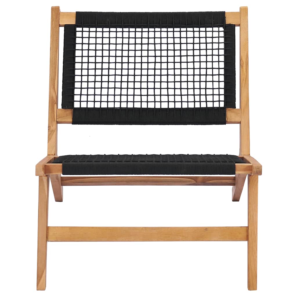 Trädgårdsstol Med Fotpall Massiv Teak Och Rep