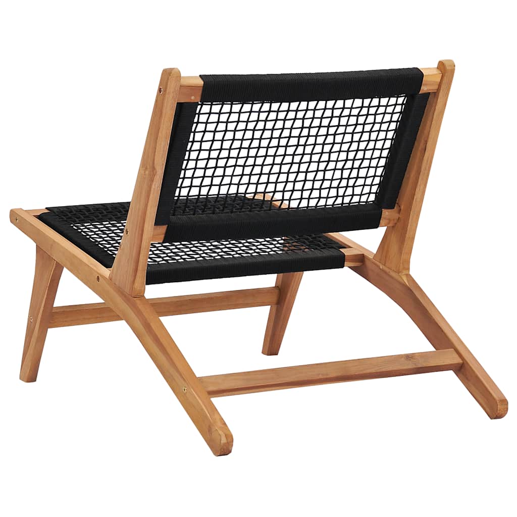 Trädgårdsstol Med Fotpall Massiv Teak Och Rep