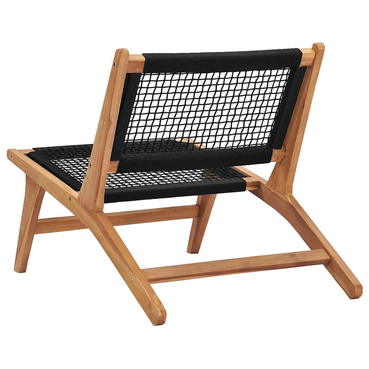 Trädgårdsstol Med Fotpall Massiv Teak Och Rep