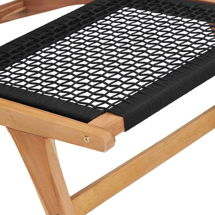 Trädgårdsstol Med Fotpall Massiv Teak Och Rep