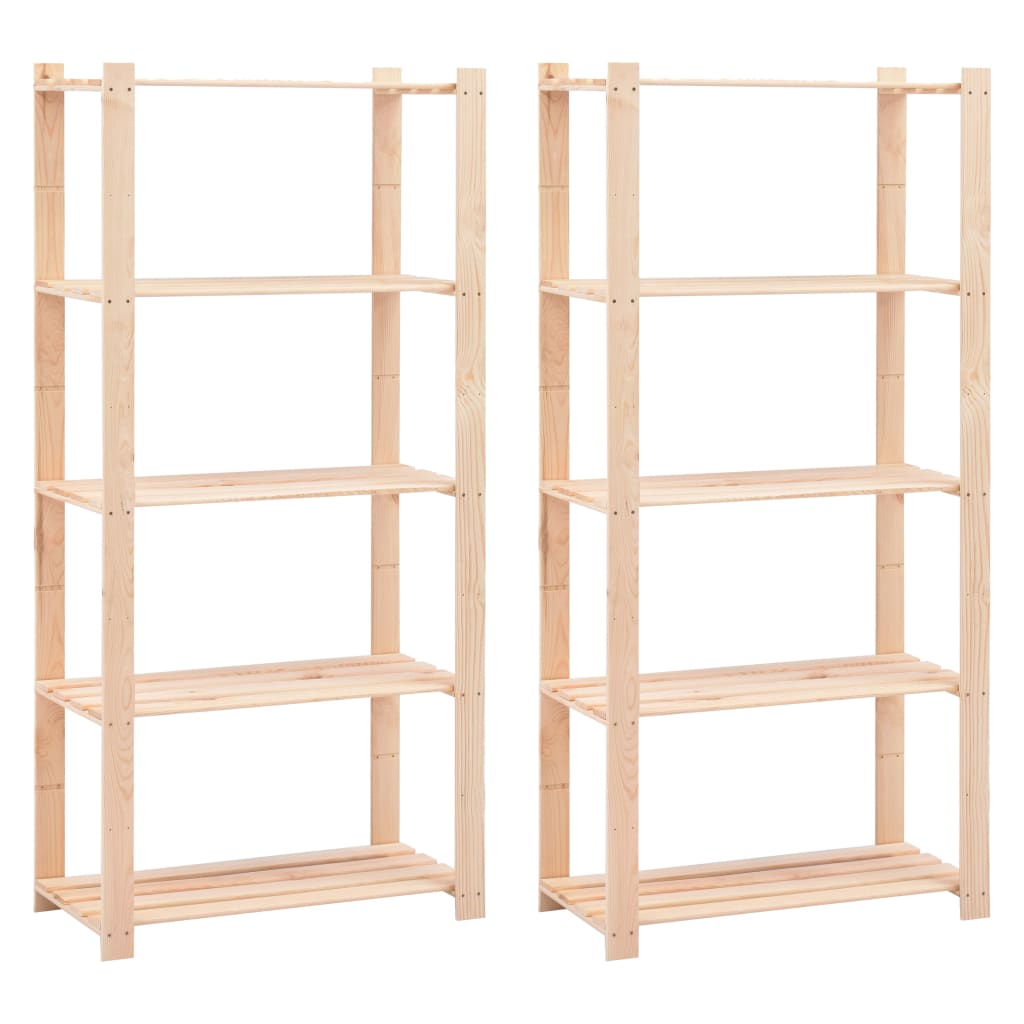 Förvaringshylla 5 Hyllor 2 St 80X38X170 Cm Massiv Furu 250 Kg