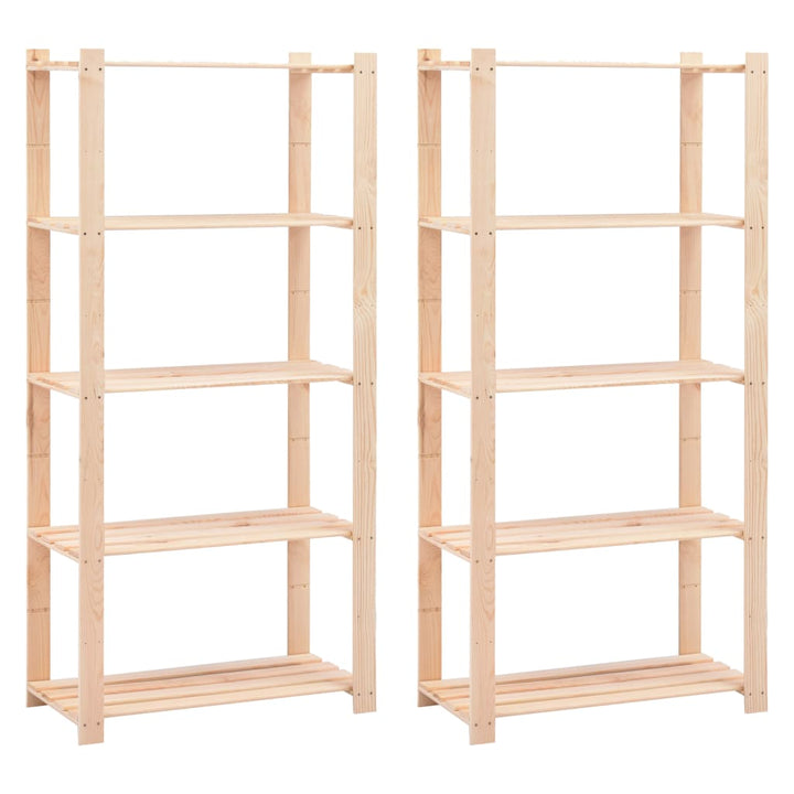 Förvaringshylla 5 Hyllor 2 St 80X38X170 Cm Massiv Furu 250 Kg