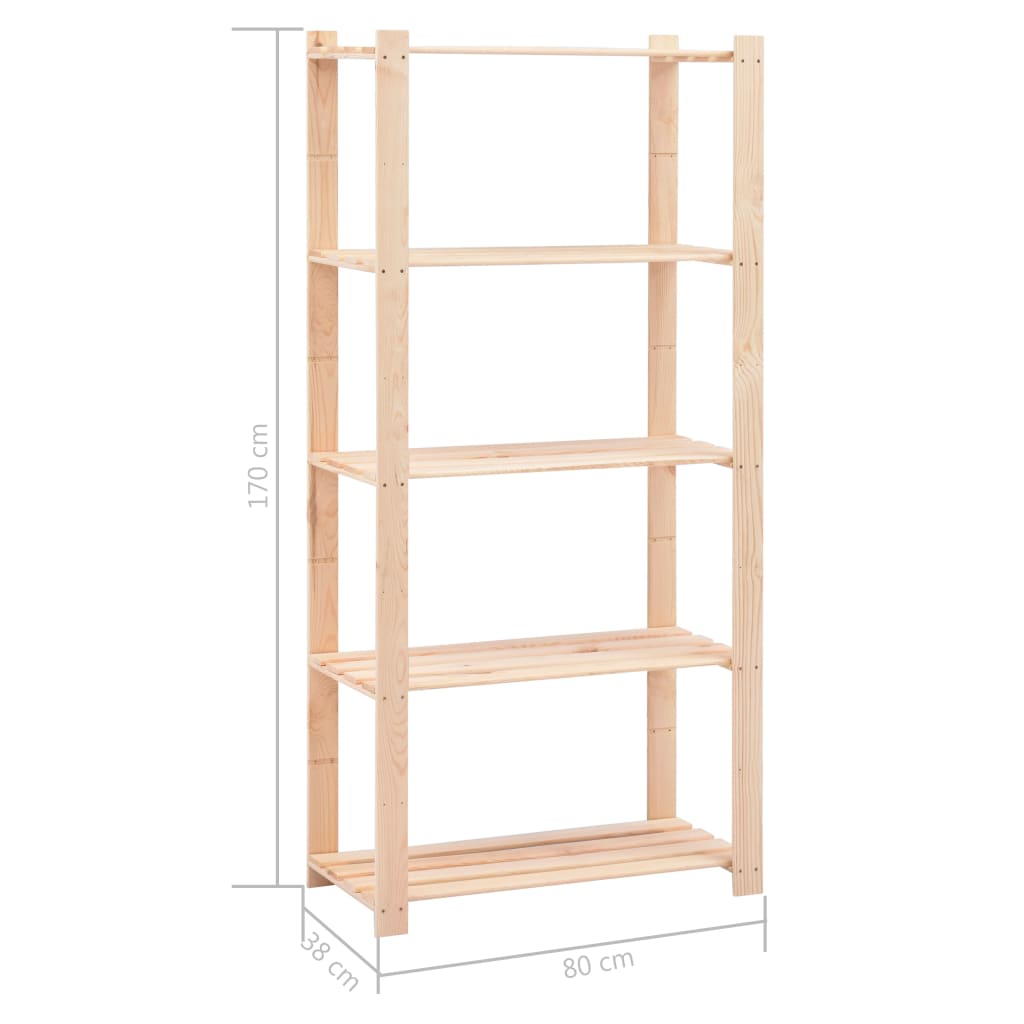 Förvaringshylla 5 Hyllor 2 St 80X38X170 Cm Massiv Furu 250 Kg