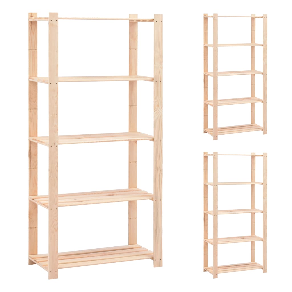 Förvaringshylla 5 Hyllor 2 St 80X38X170 Cm Massiv Furu 250 Kg