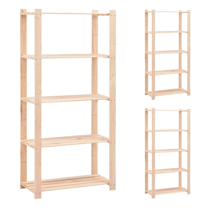 Förvaringshylla 5 Hyllor 2 St 80X38X170 Cm Massiv Furu 250 Kg