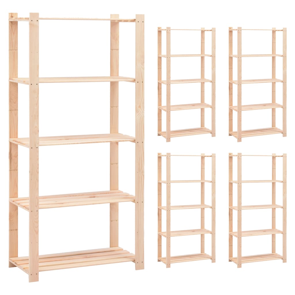 Förvaringshylla 5 Hyllor 2 St 80X38X170 Cm Massiv Furu 250 Kg