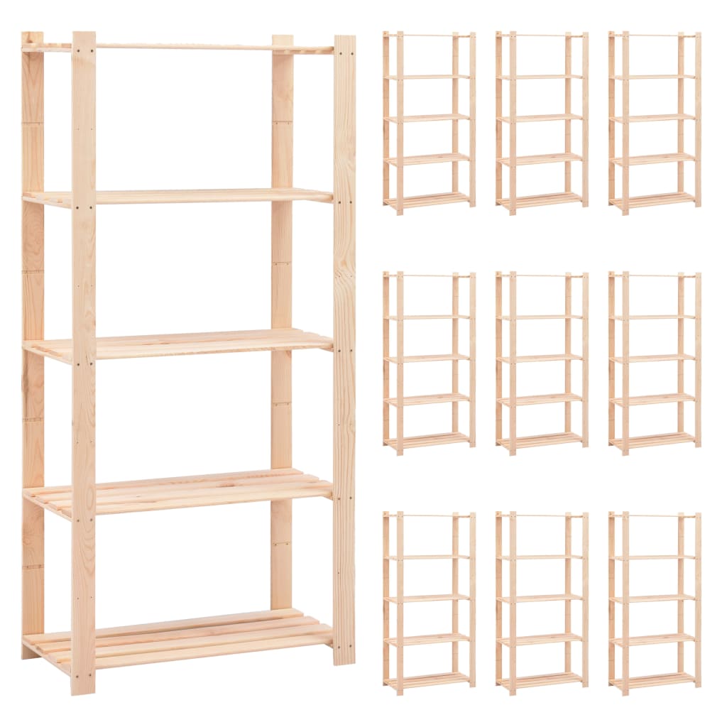 Förvaringshylla 5 Hyllor 2 St 80X38X170 Cm Massiv Furu 250 Kg