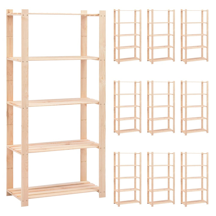 Förvaringshylla 5 Hyllor 2 St 80X38X170 Cm Massiv Furu 250 Kg