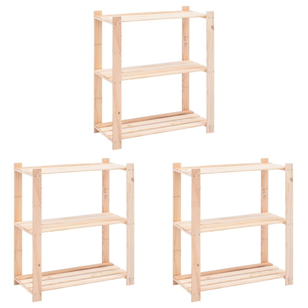 Förvaringshylla 3 Hyllplan 80X38X90 Massiv Furu 150 Kg