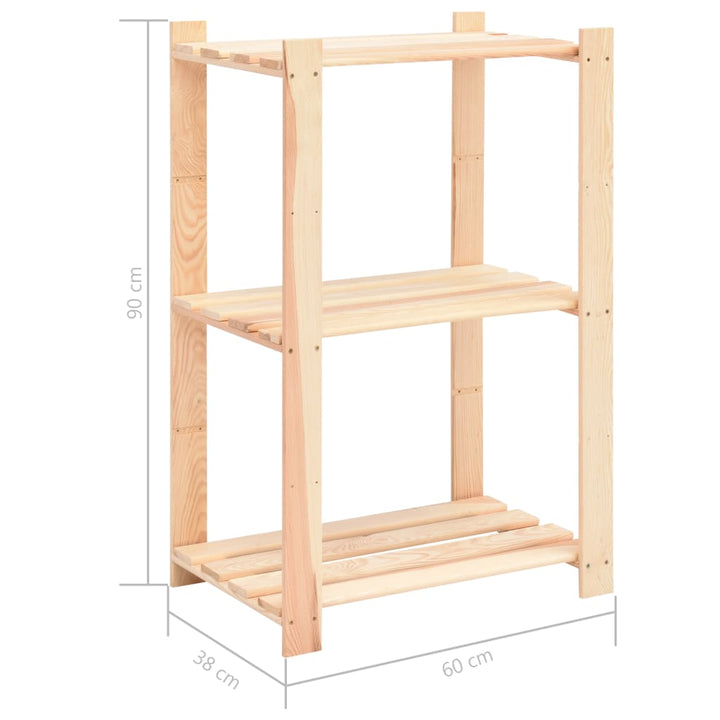 Förvaringshylla 3 Hyllor 2 St 60X38X90 Cm Massiv Furu 150 Kg