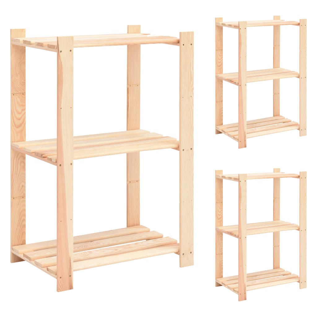 Förvaringshylla 3 Hyllor 2 St 60X38X90 Cm Massiv Furu 150 Kg