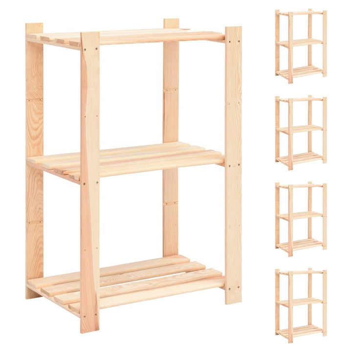 Förvaringshylla 3 Hyllor 2 St 60X38X90 Cm Massiv Furu 150 Kg