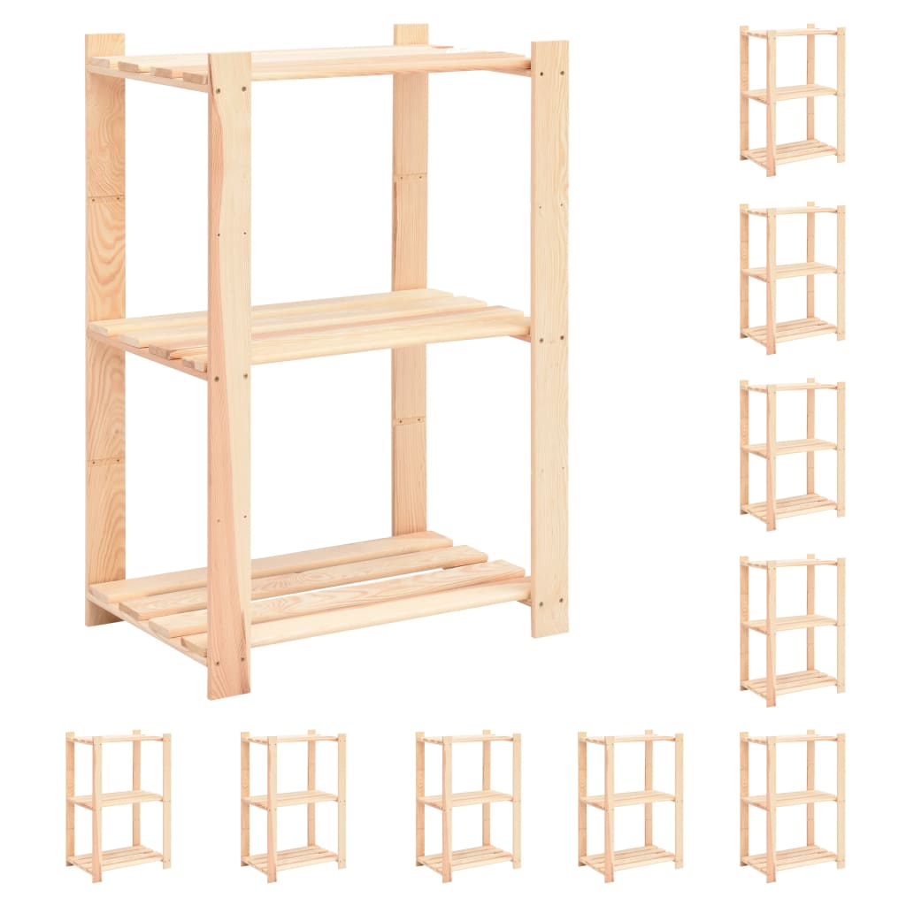 Förvaringshylla 3 Hyllor 2 St 60X38X90 Cm Massiv Furu 150 Kg