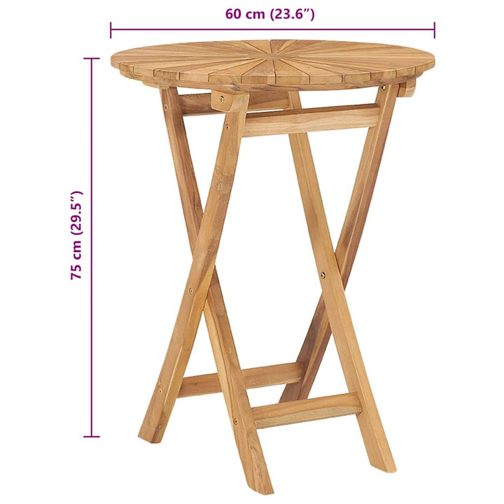 Hopfällbart Trädgårdsbord Ø 60 Cm Massivt Teakträ
