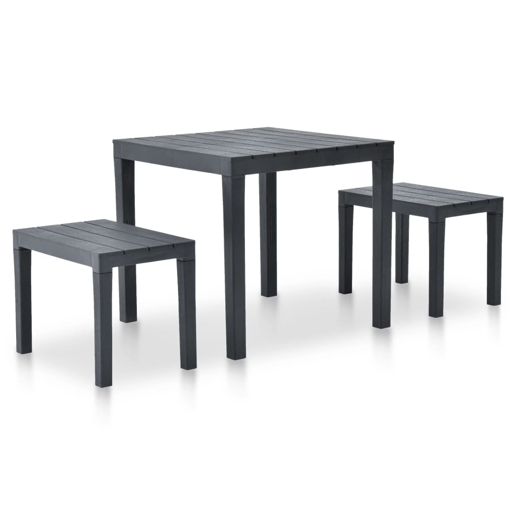 Trädgårdsbord Med 2 Bänkar Plast