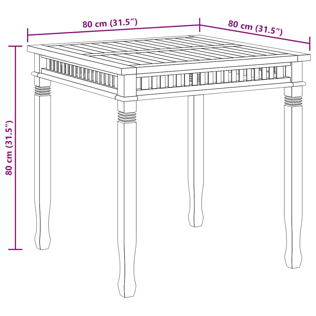 Matbord 80X80X Massiv Teak