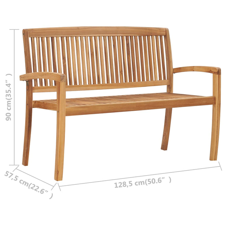 Stapelbar Trädgårdsbänk 2-Sits Massiv Teak