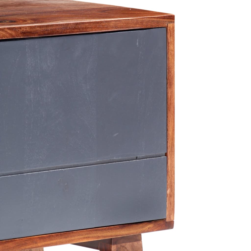 Tv-Bänk Grå 140X30X45 Cm Massivt Trä