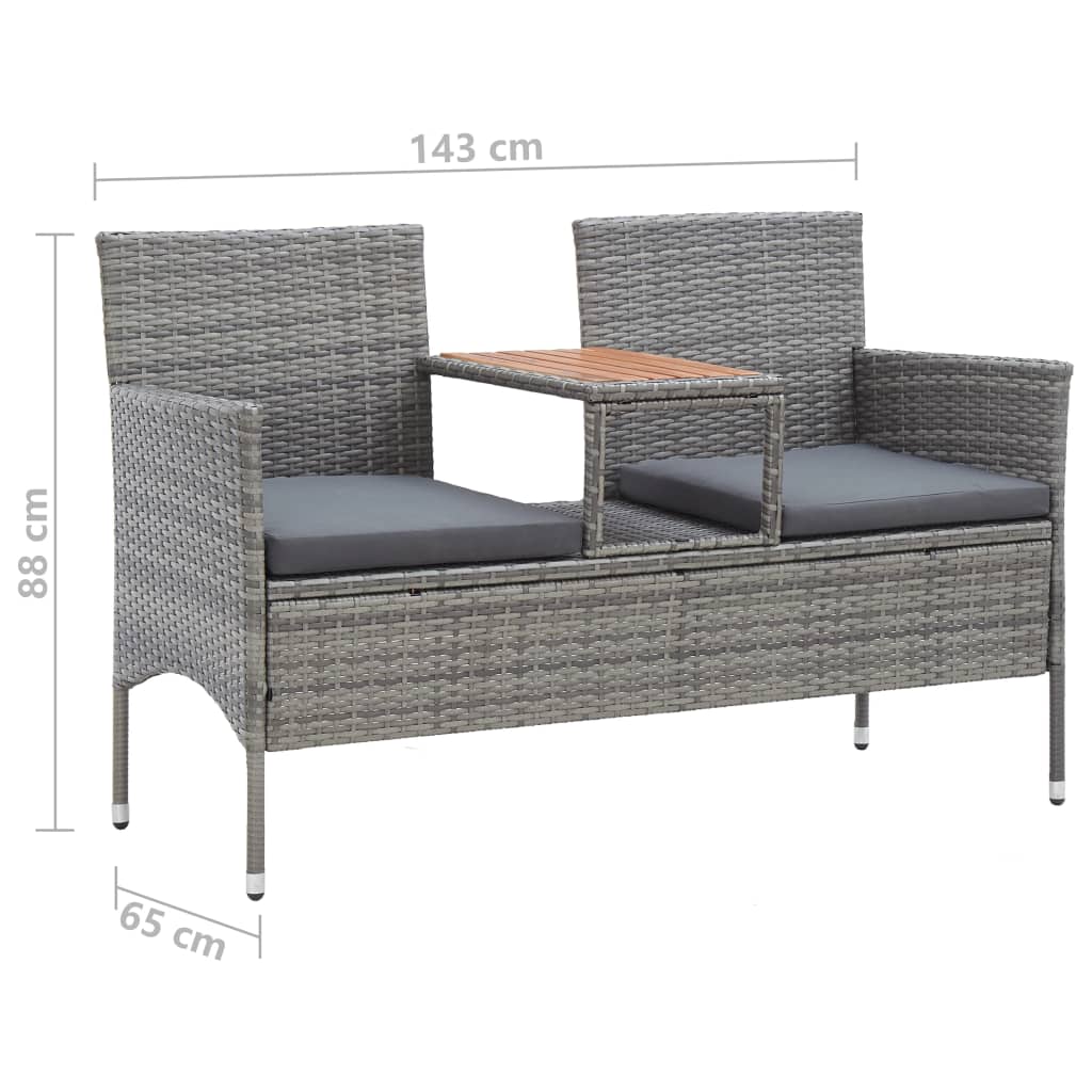 Trädgårdsbänk 2-Sits Med Bord 143 Cm Konstrotting