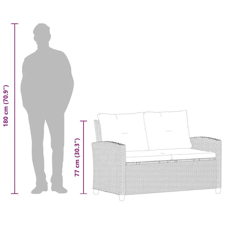 Trädgårdssoffa 2-Sits Med Dynor 124 Cm Konstrotting