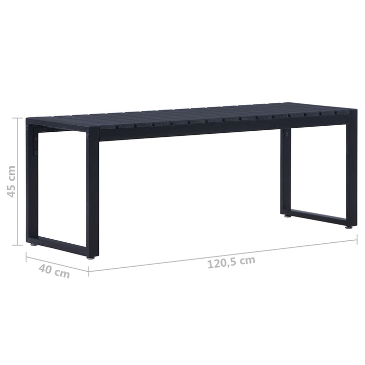 Trädgårdsbänk 120,5 Cm Ps-Skiva Svart