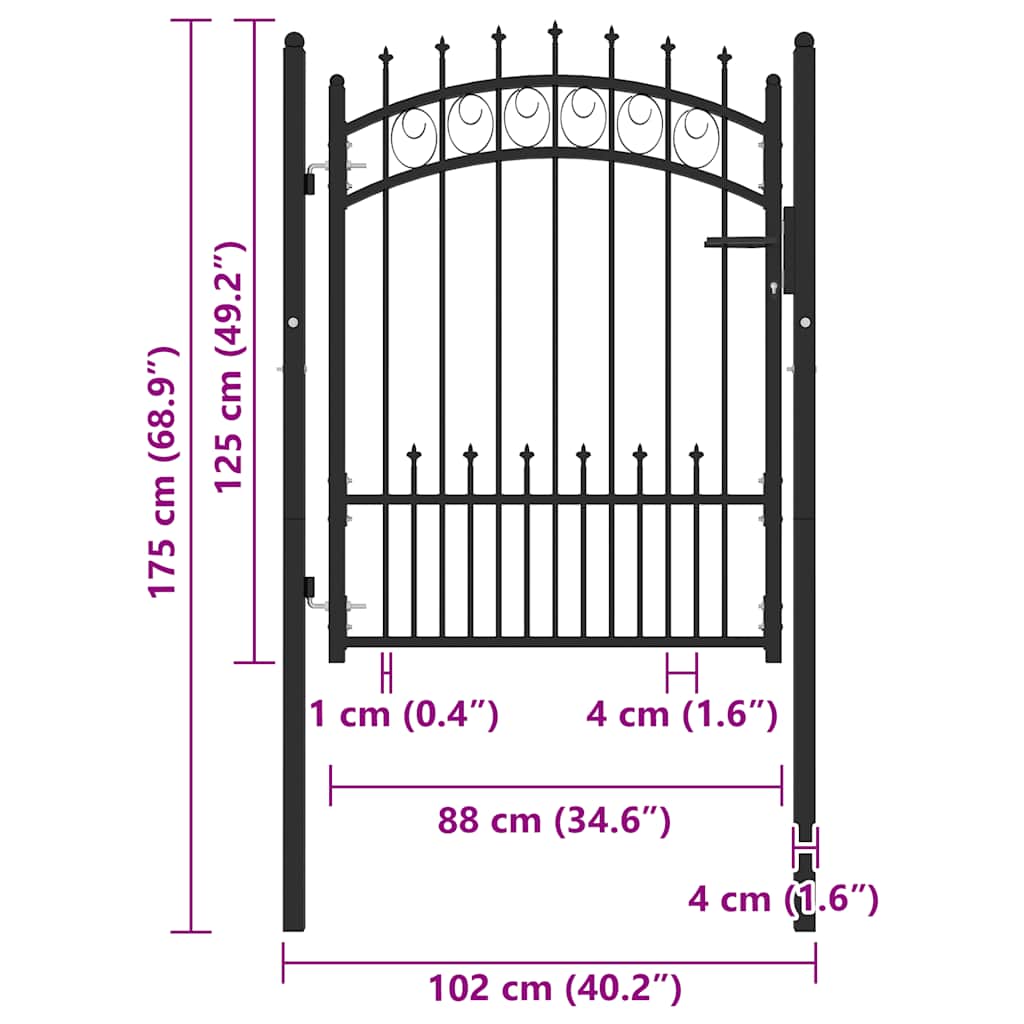 Staketgrind Emmen Med Spikar Stål 104X109,5 Cm
