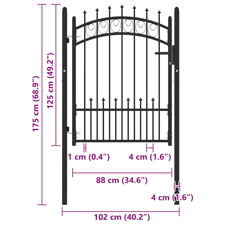 Staketgrind Emmen Med Spikar Stål 104X109,5 Cm