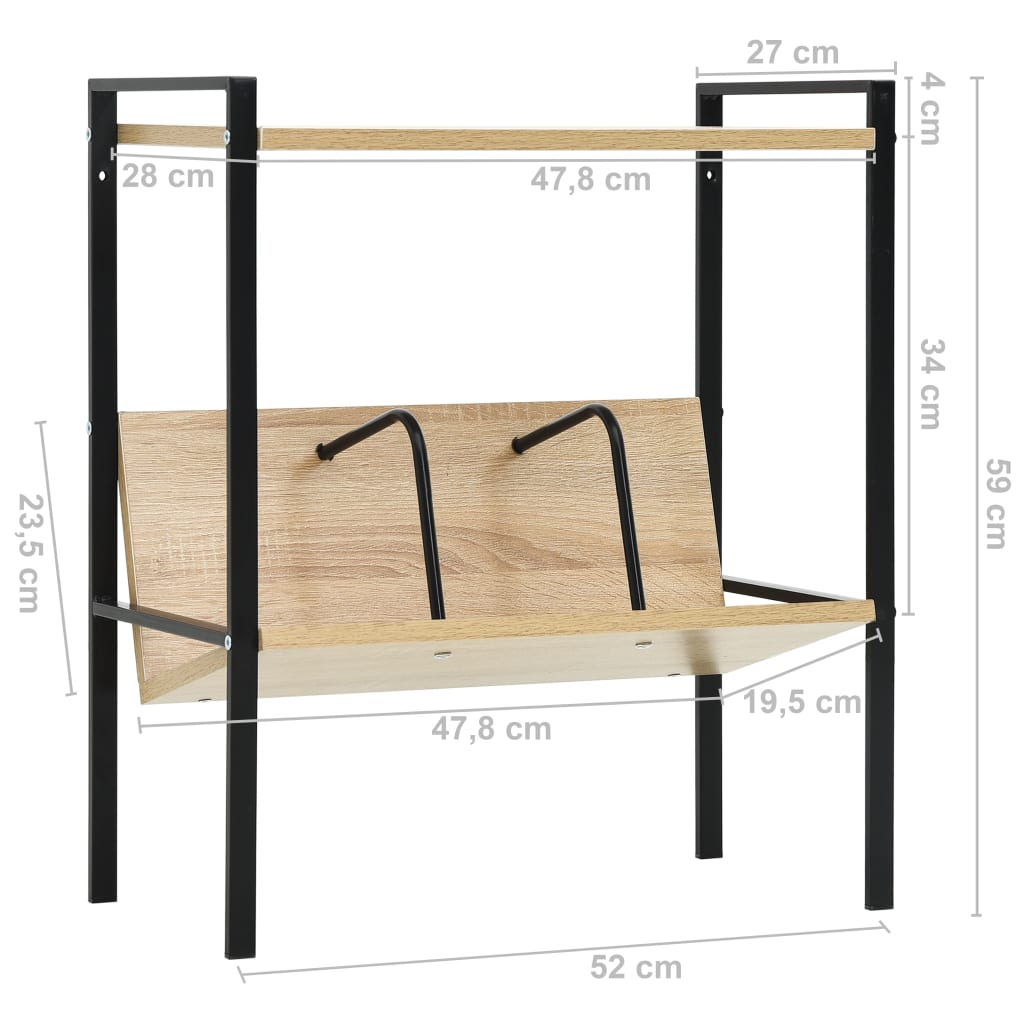 Bokhylla 2 Hyllplan 52X28X59 Cm Konstruerat Trä