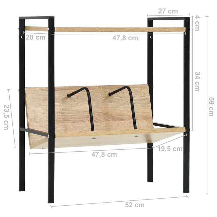 Bokhylla 2 Hyllplan 52X28X59 Cm Konstruerat Trä