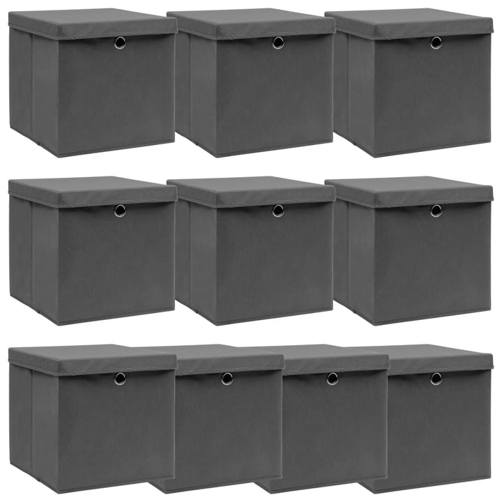 Förvaringslådor Med Lock 10 St Babyblå 32X32X32 Cm Tyg