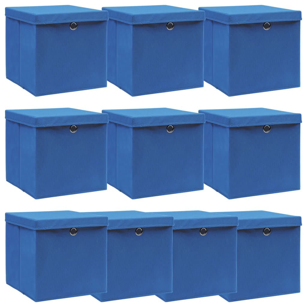 Förvaringslådor Med Lock 10 St Babyblå 32X32X32 Cm Tyg