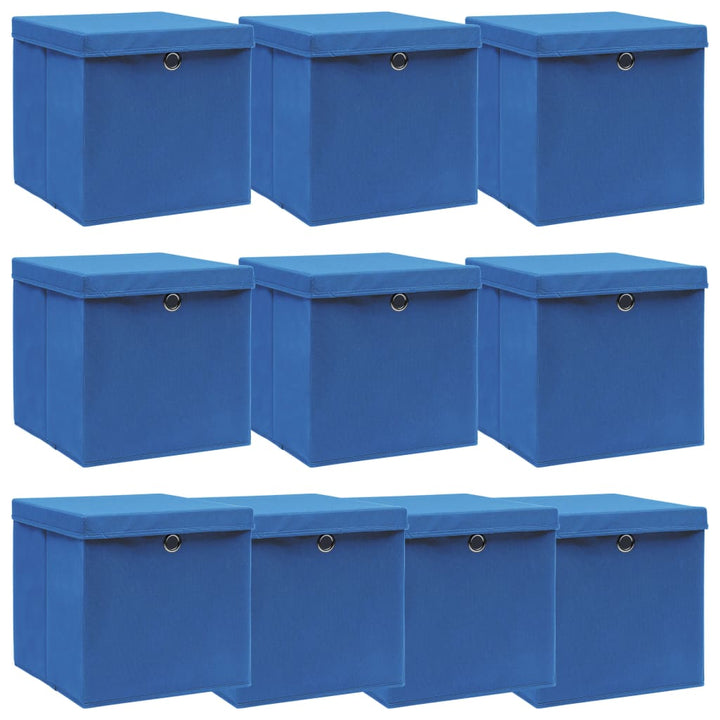Förvaringslådor Med Lock 10 St Babyblå 32X32X32 Cm Tyg