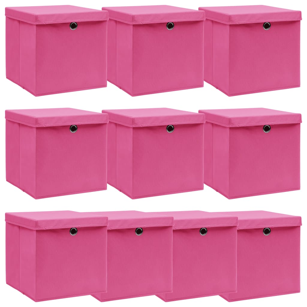 Förvaringslådor Med Lock 10 St Babyblå 32X32X32 Cm Tyg