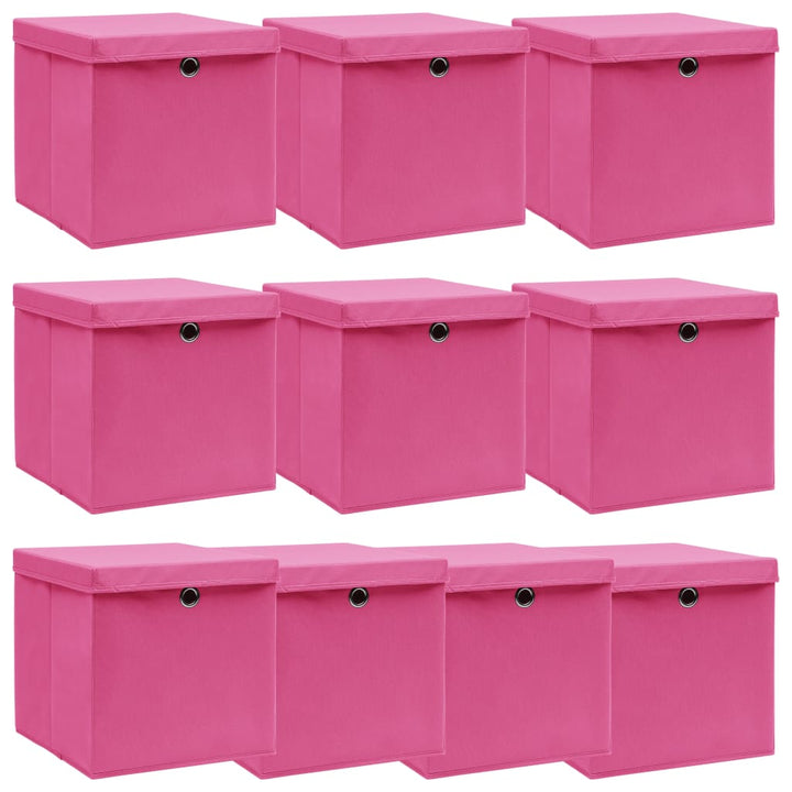 Förvaringslådor Med Lock 10 St Babyblå 32X32X32 Cm Tyg