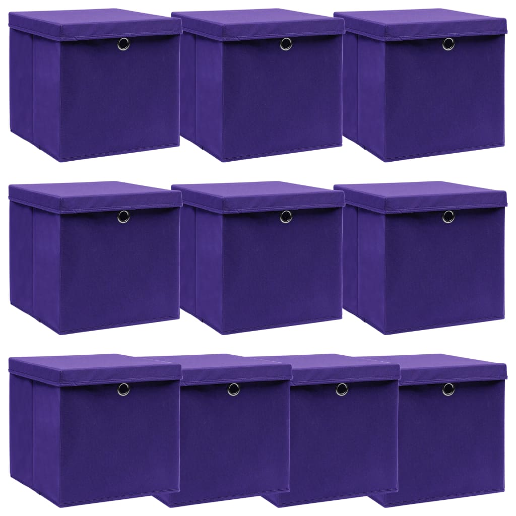 Förvaringslådor Med Lock 10 St Babyblå 32X32X32 Cm Tyg