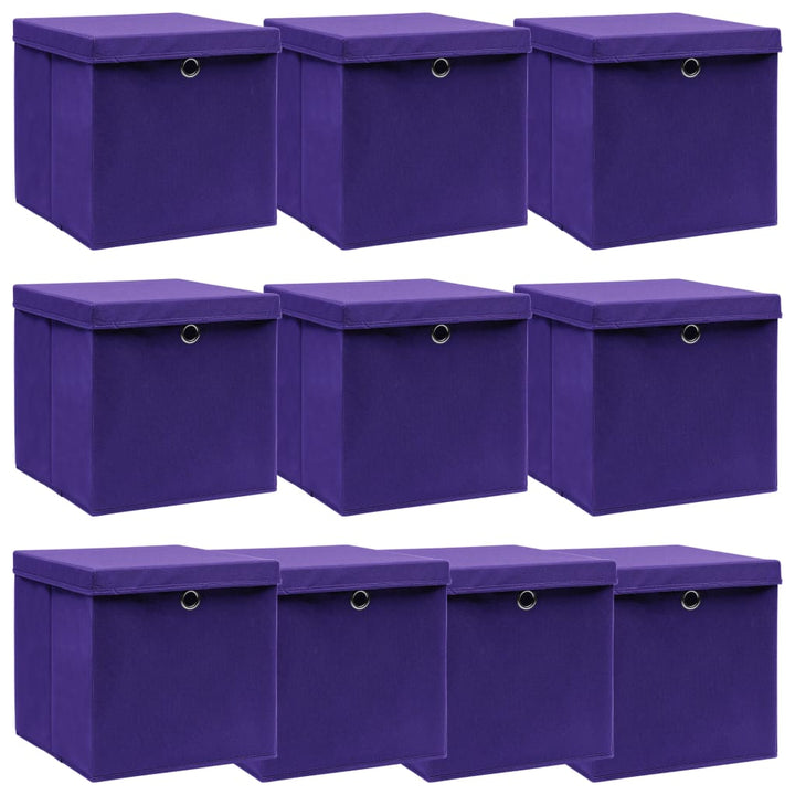 Förvaringslådor Med Lock 10 St Babyblå 32X32X32 Cm Tyg