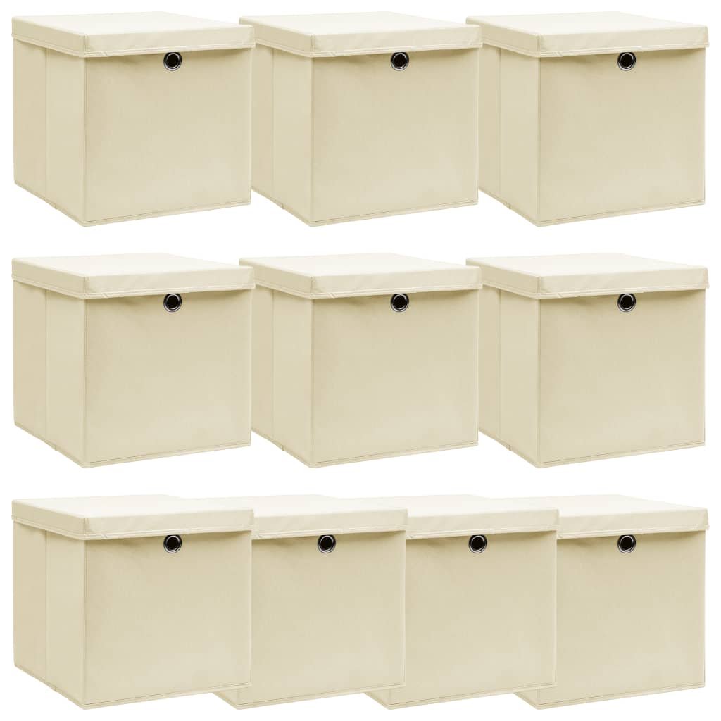 Förvaringslådor Med Lock 10 St Babyblå 32X32X32 Cm Tyg