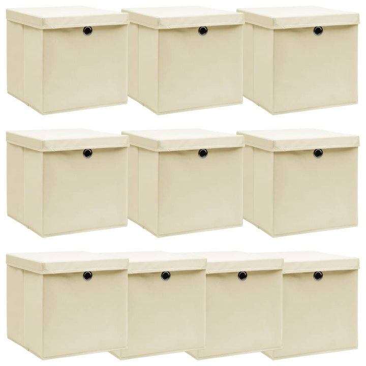 Förvaringslådor Med Lock 10 St Babyblå 32X32X32 Cm Tyg